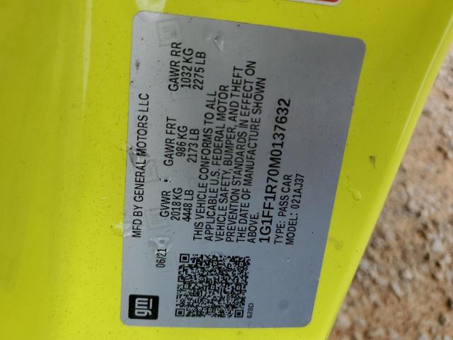 2021 Chevrolet Camaro Lz VIN: 1G1FF1R70M0137632 Lot: 57534134