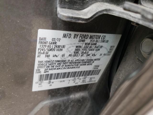 2012 Ford Edge Limited VIN: 2FMDK4KC5CBA89332 Lot: 57413984