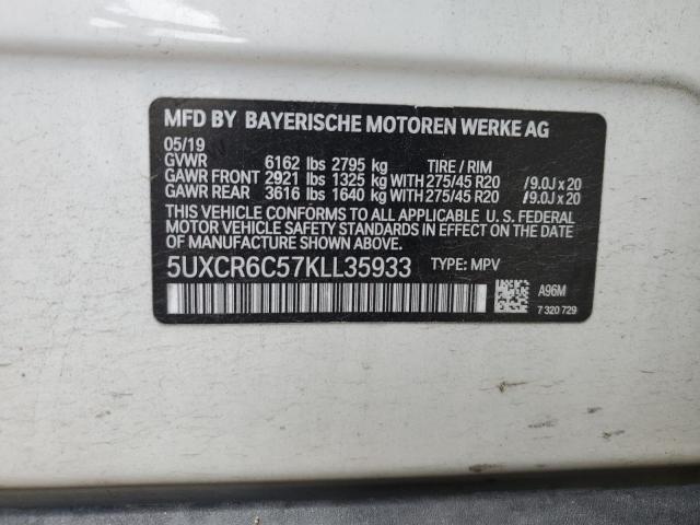 VIN 5UXCR6C57KLL35933 2019 BMW X5, Xdrive40I no.12