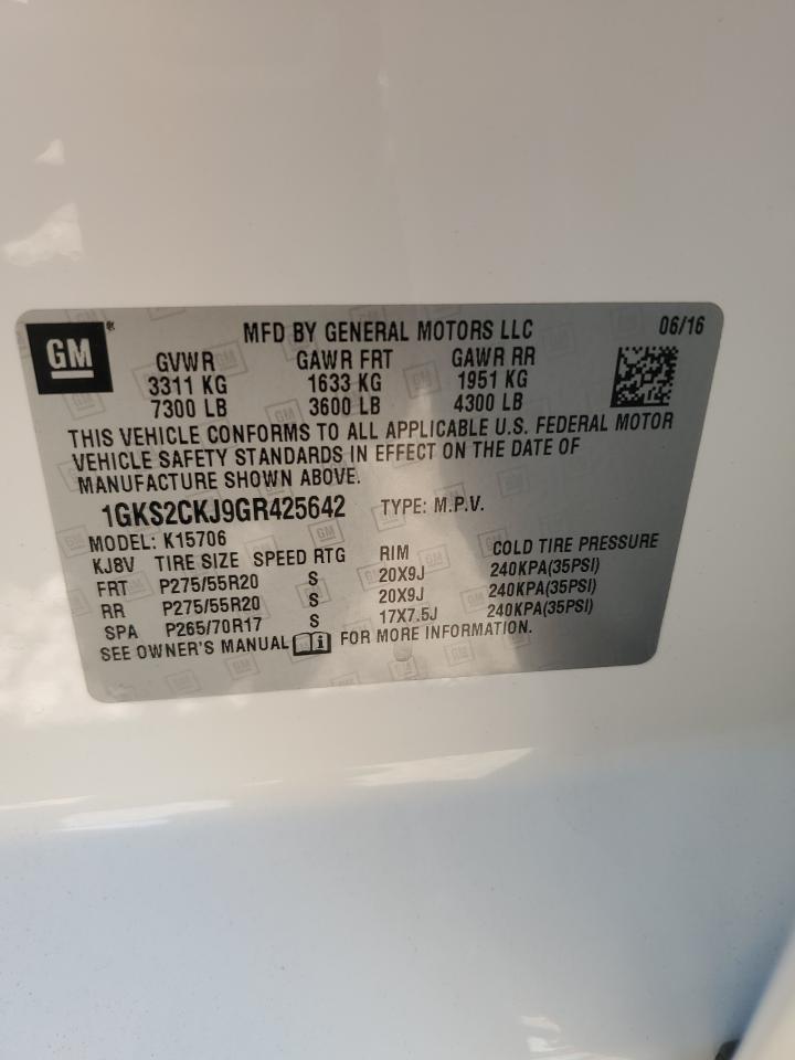 1GKS2CKJ9GR425642 2016 GMC Yukon Denali