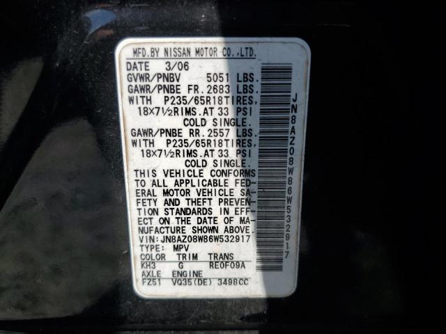2006 Nissan Murano Sl VIN: JN8AZ08W86W532917 Lot: 59226064