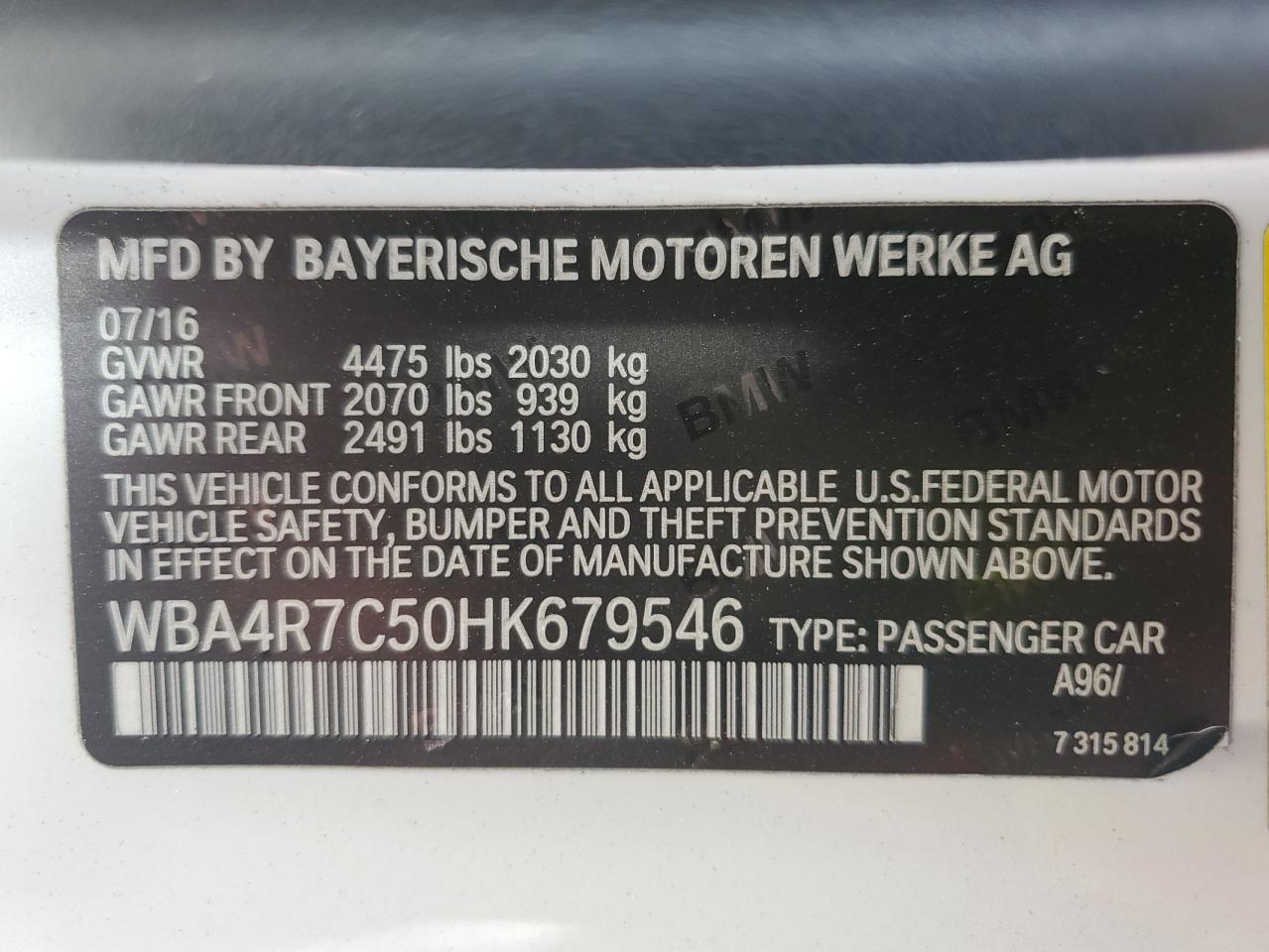 WBA4R7C50HK679546 2017 BMW 430I