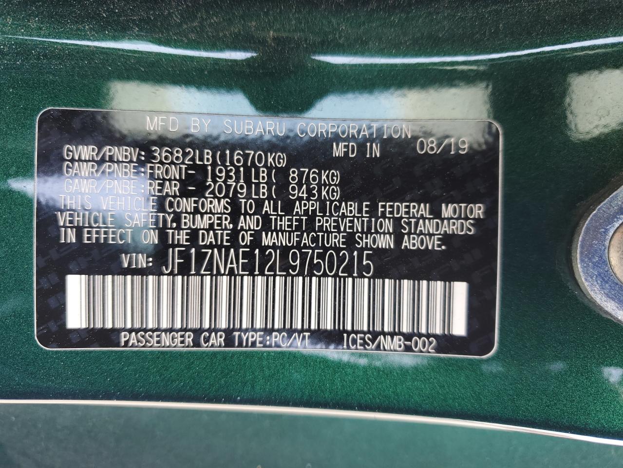 JF1ZNAE12L9750215 2020 Toyota 86 Gt