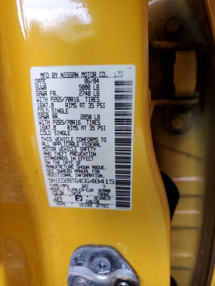 5N1ED28T64C648415 2004 Nissan Xterra Xe