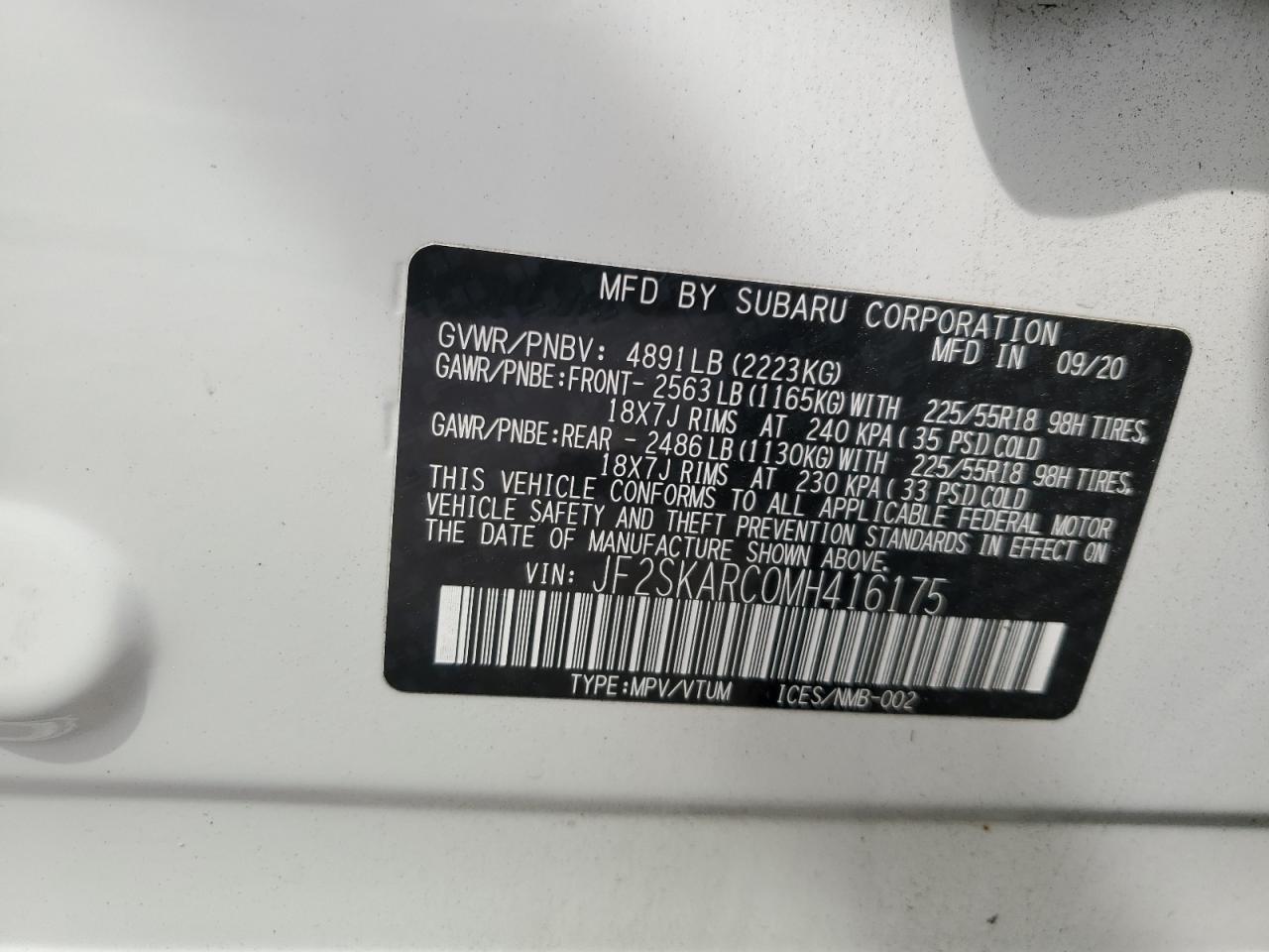 JF2SKARC0MH416175 2021 Subaru Forester Sport