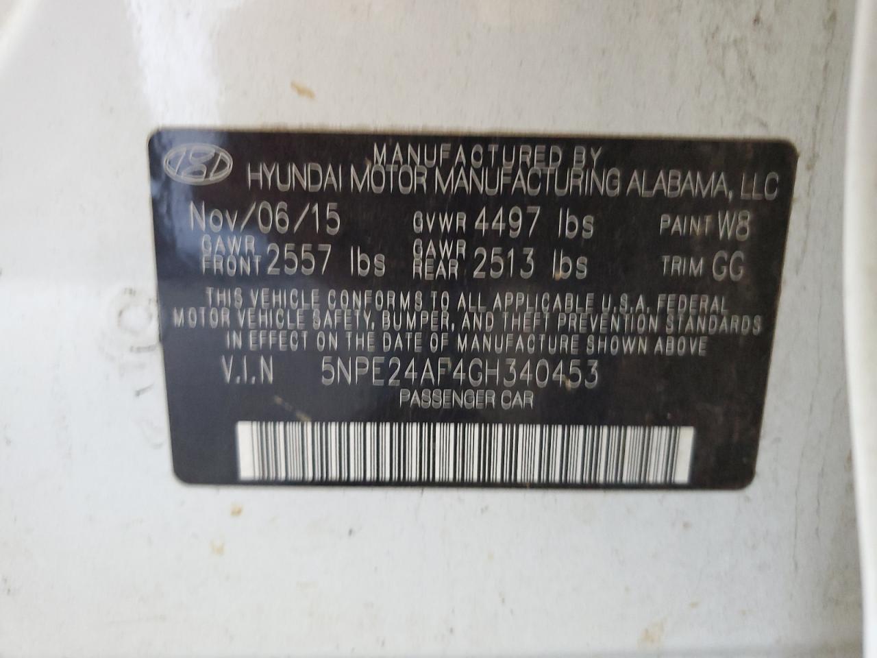 5NPE24AF4GH340453 2016 Hyundai Sonata Se