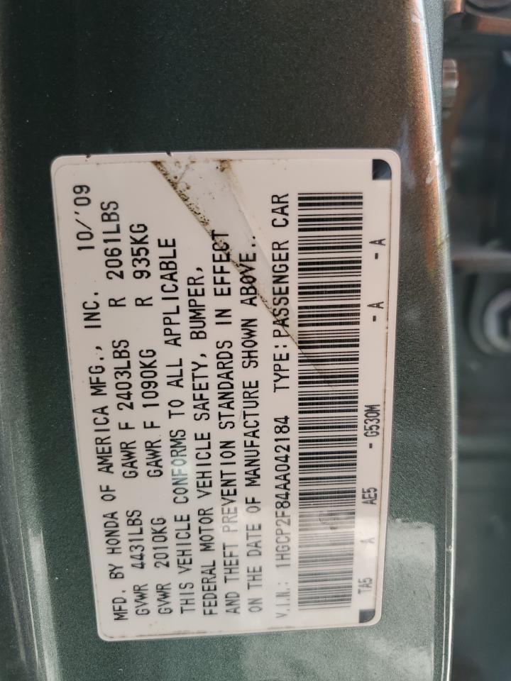1HGCP2F84AA042184 2010 Honda Accord Exl