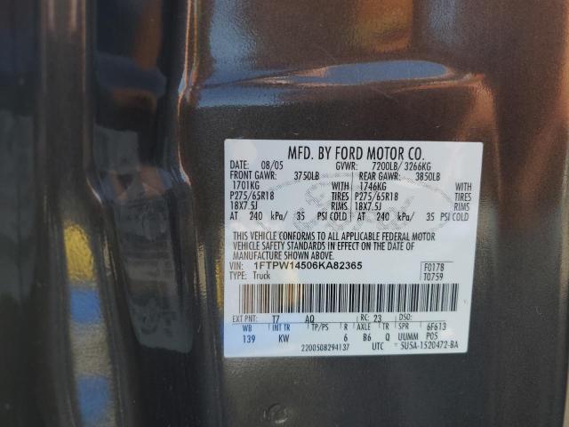 2006 Ford F150 Supercrew VIN: 1FTPW14506KA82365 Lot: 58876574