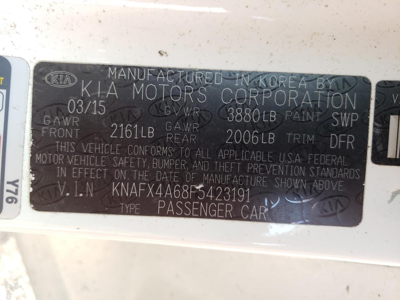 KNAFX4A68F5423191 2015 Kia Forte Lx