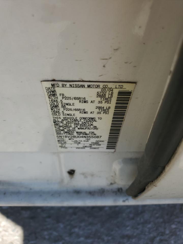 5N1BV28U04N355087 2004 Nissan Quest S