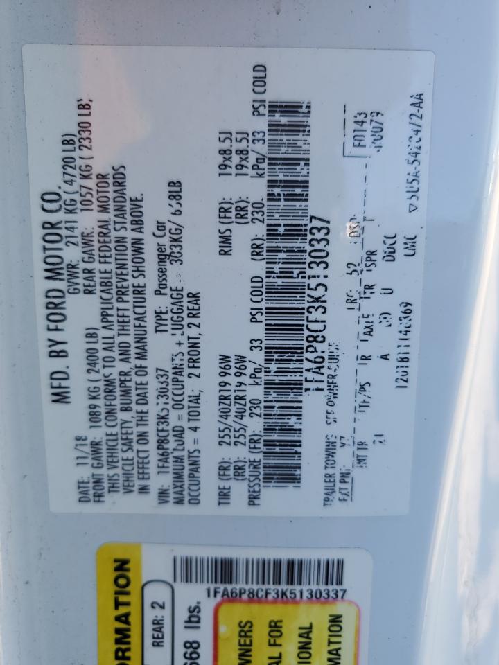 1FA6P8CF3K5130337 2019 Ford Mustang Gt