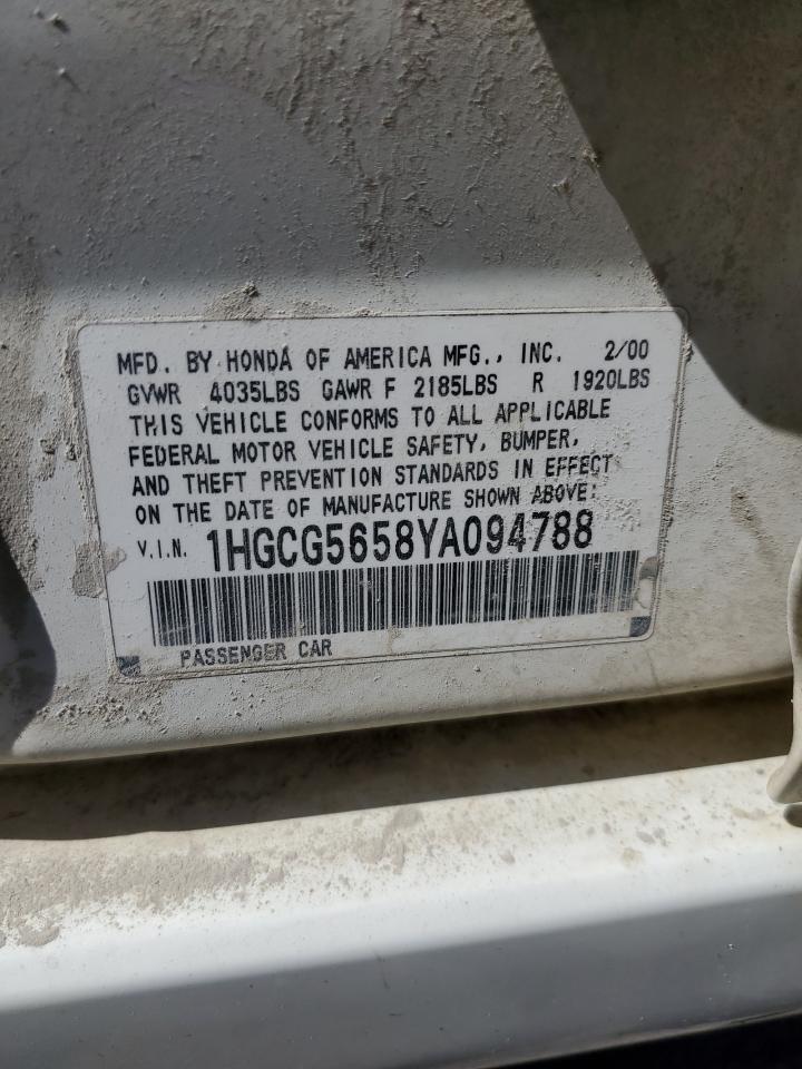 1HGCG5658YA094788 2000 Honda Accord Ex