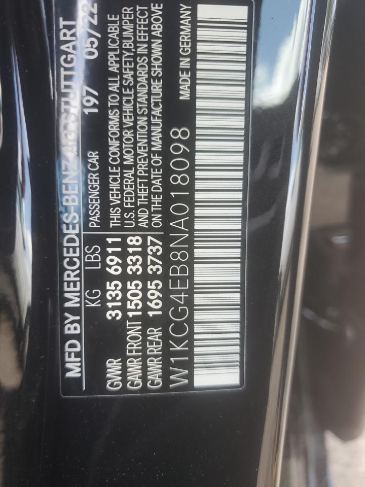 W1KCG4EB8NA018098 2022 Mercedes-Benz Eqs Sedan 580 4Matic