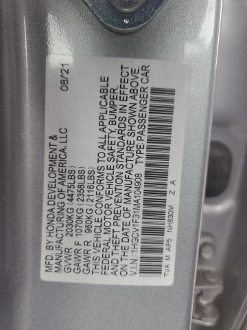 2021 Honda Accord Sport VIN: 1HGCV1F31MA104908 Lot: 57422364