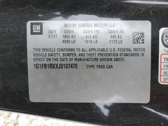 2018 Chevrolet Camaro Lt VIN: 1G1FB1RXXJ0107478 Lot: 58241264