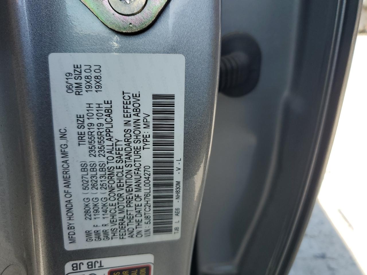 5J8TC2H76LL004270 2020 Acura Rdx Advance