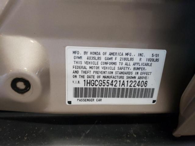 2001 Honda Accord Lx VIN: 1HGCG55421A122406 Lot: 57622994