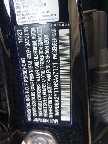 2022 PORSCHE TAYCAN CRO WP0BA2Y11NSA67171