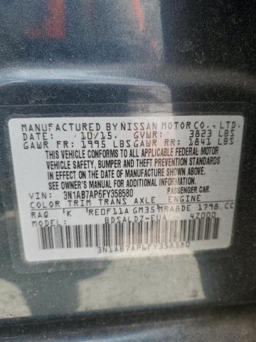 2015 Nissan Sentra S VIN: 3N1AB7AP6FY358580 Lot: 58439544