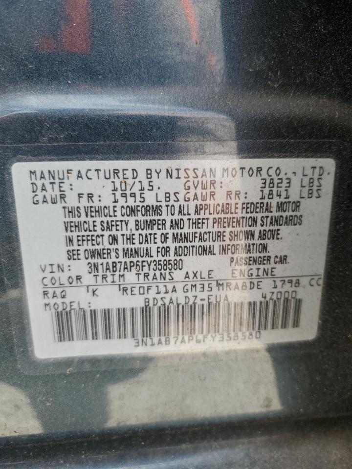 3N1AB7AP6FY358580 2015 Nissan Sentra S