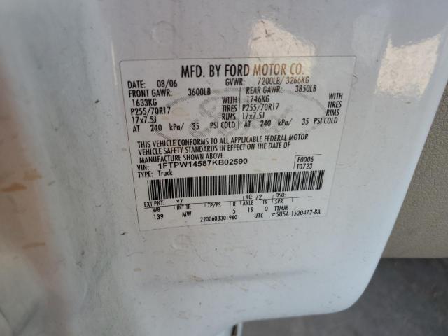 2007 Ford F150 Supercrew VIN: 1FTPW14587KB02590 Lot: 58837754