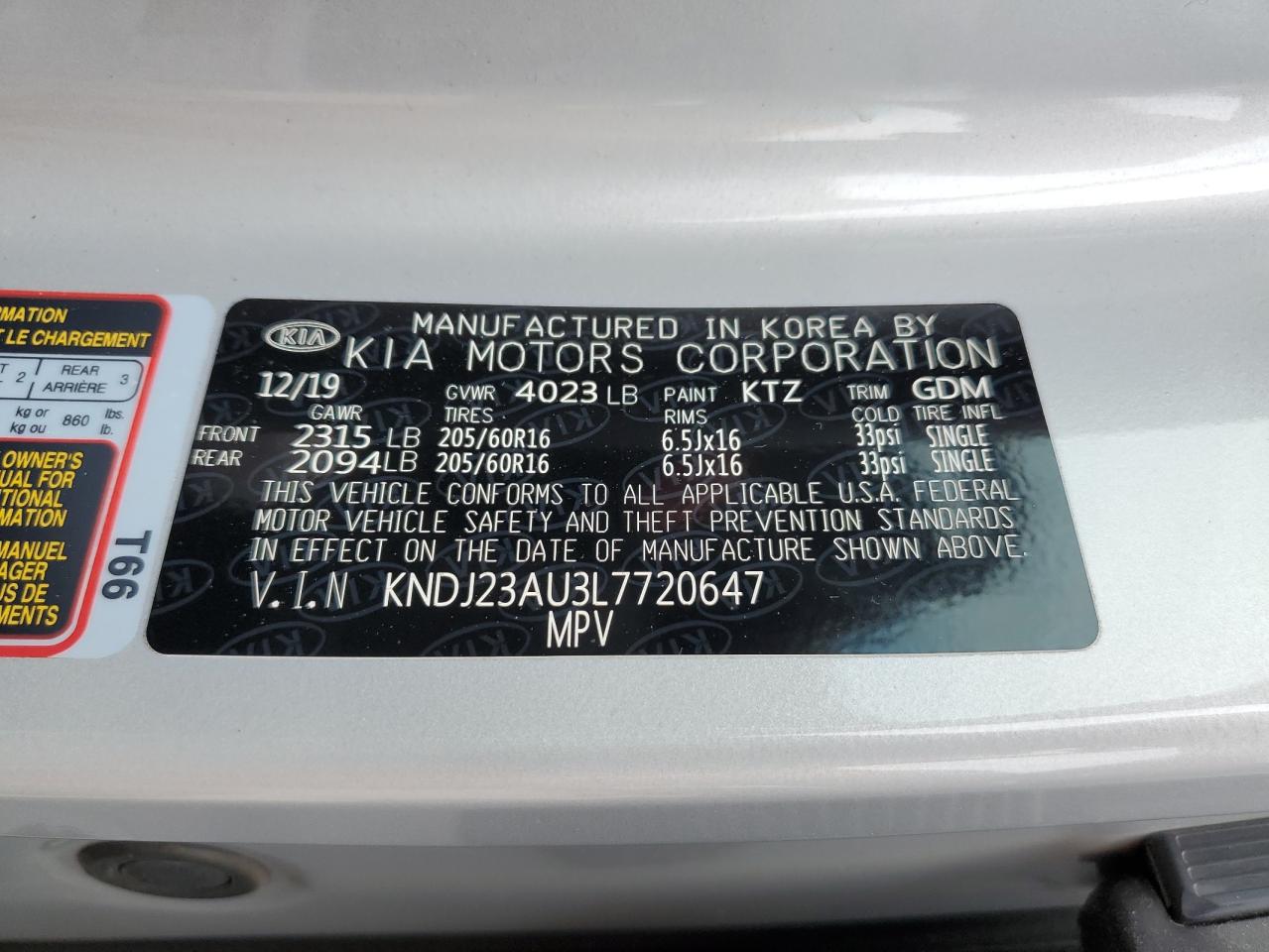 KNDJ23AU3L7720647 2020 Kia Soul Lx