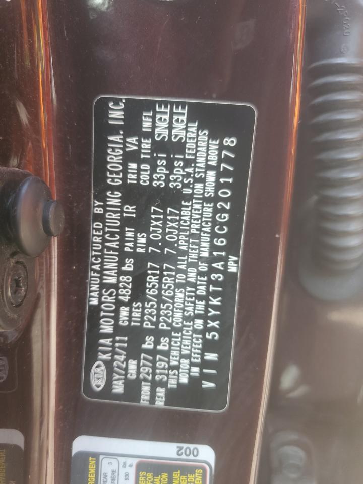 5XYKT3A16CG201778 2012 Kia Sorento Base