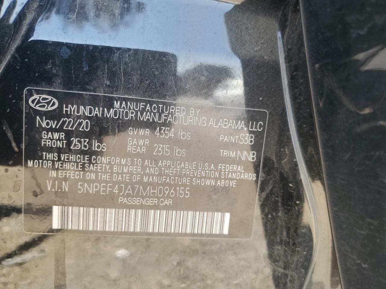 5NPEF4JA7MH096155 2021 Hyundai Sonata Sel