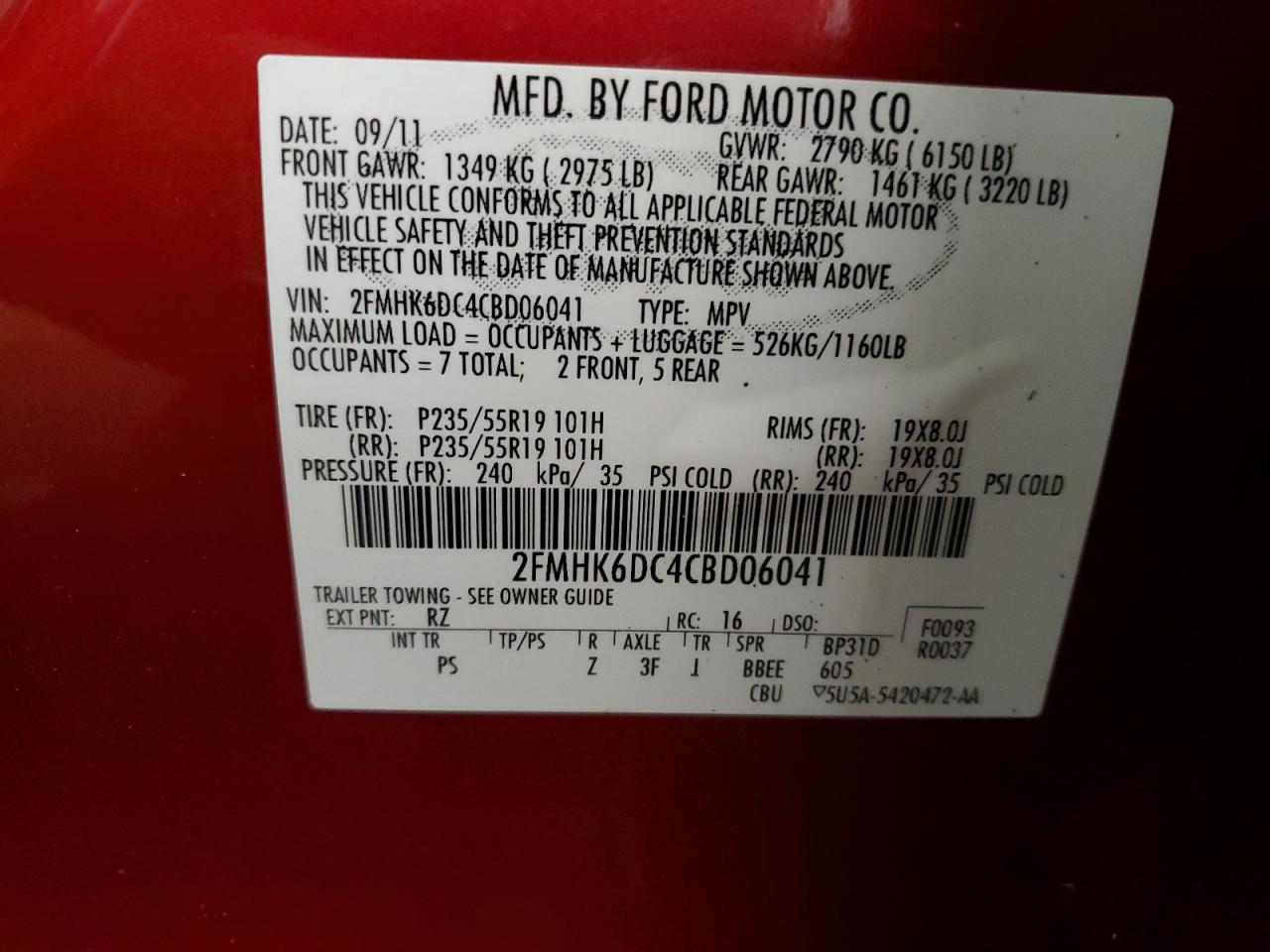 2FMHK6DC4CBD06041 2012 Ford Flex Limited