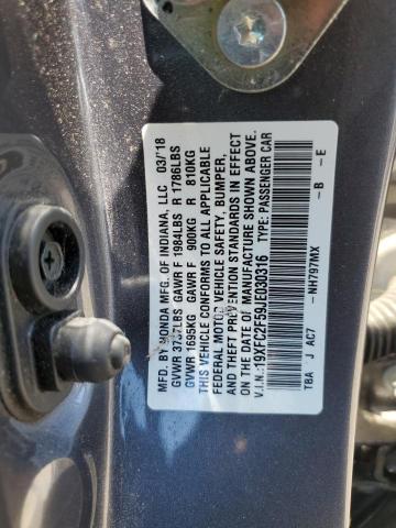 2018 Honda Civic Lx VIN: 19XFC2F59JE030316 Lot: 60842474