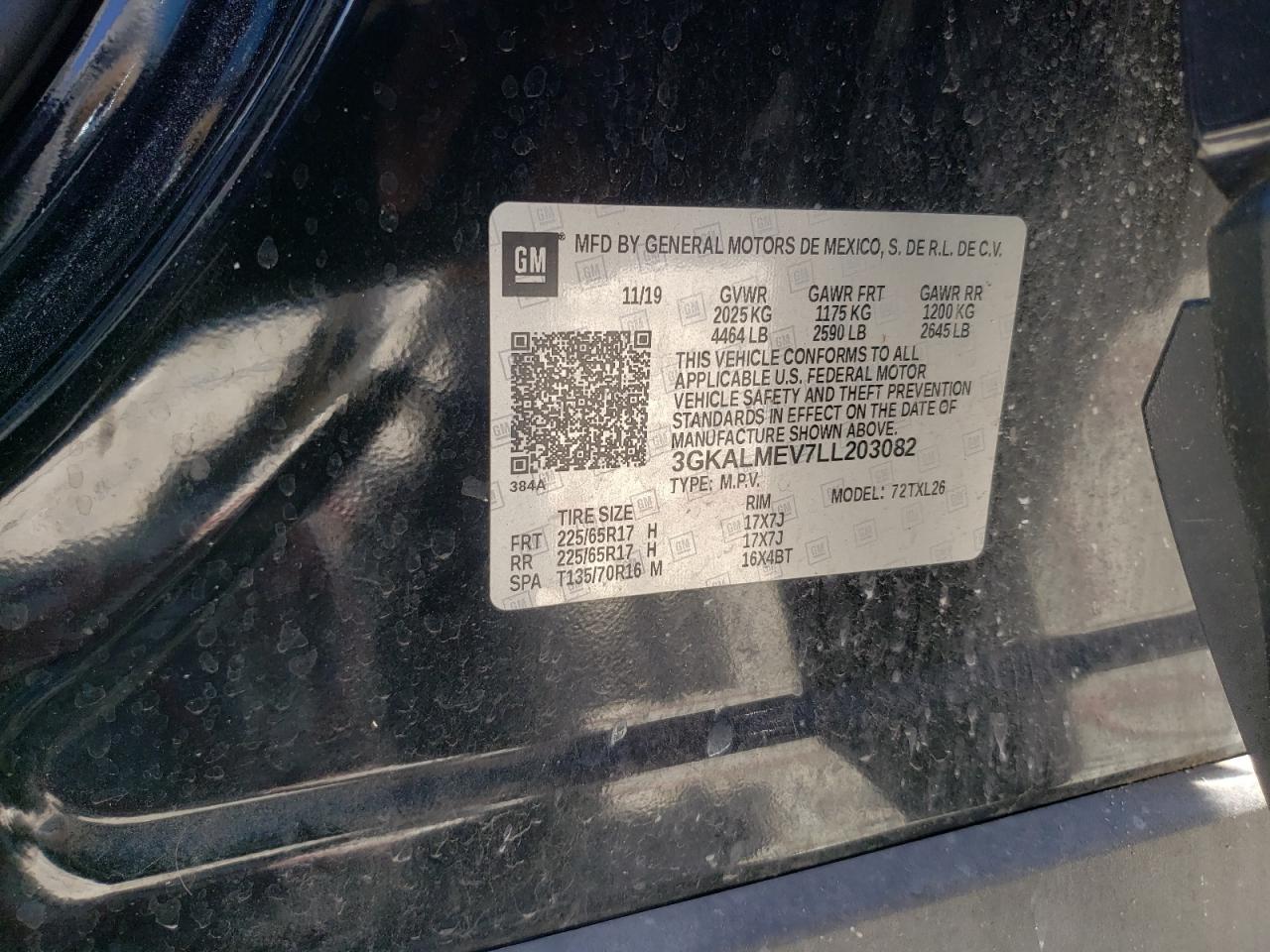 3GKALMEV7LL203082 2020 GMC Terrain Sle