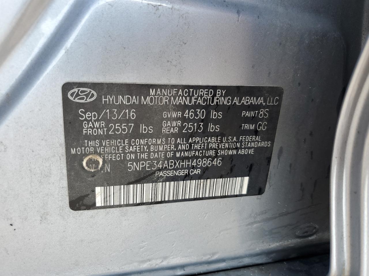 5NPE34ABXHH498646 2017 Hyundai Sonata Sport