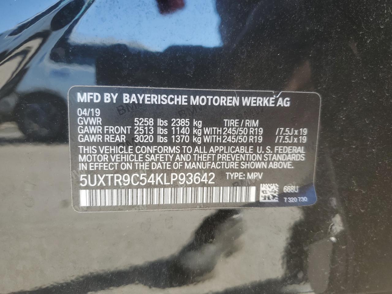 5UXTR9C54KLP93642 2019 BMW X3 xDrive30I