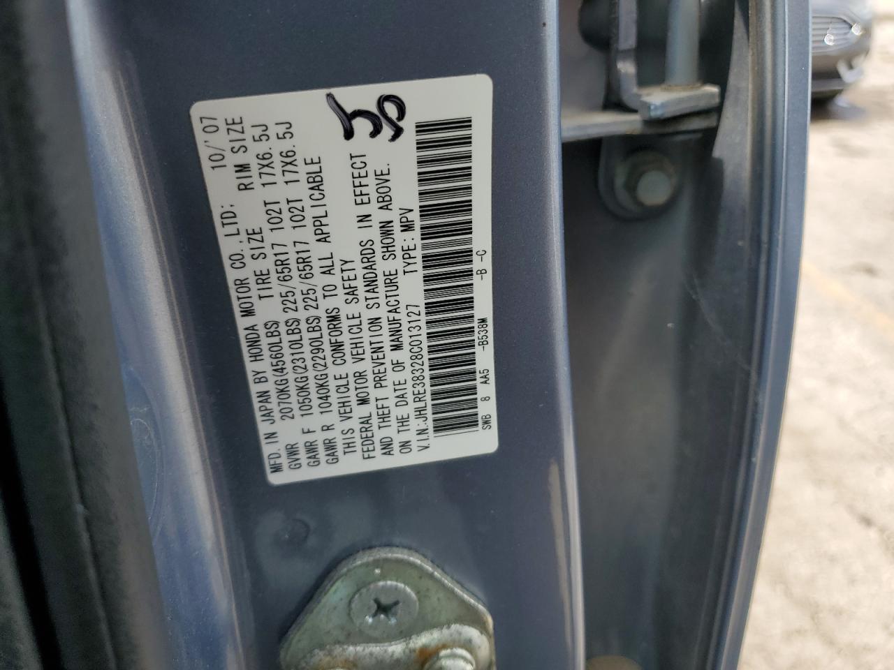 JHLRE38328C013127 2008 Honda Cr-V Lx