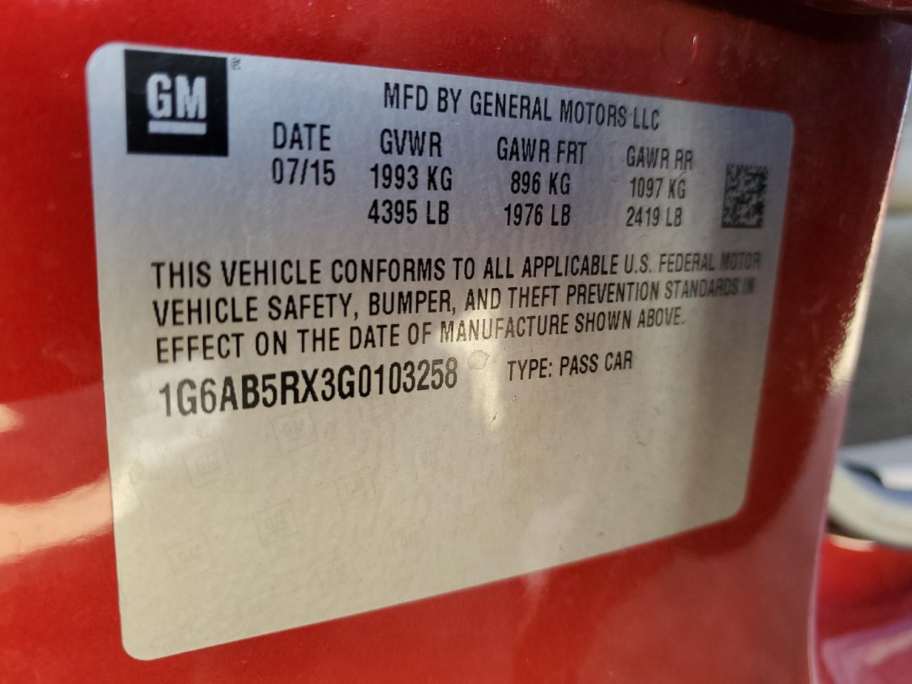 1G6AB5RX3G0103258 2016 Cadillac Ats Luxury