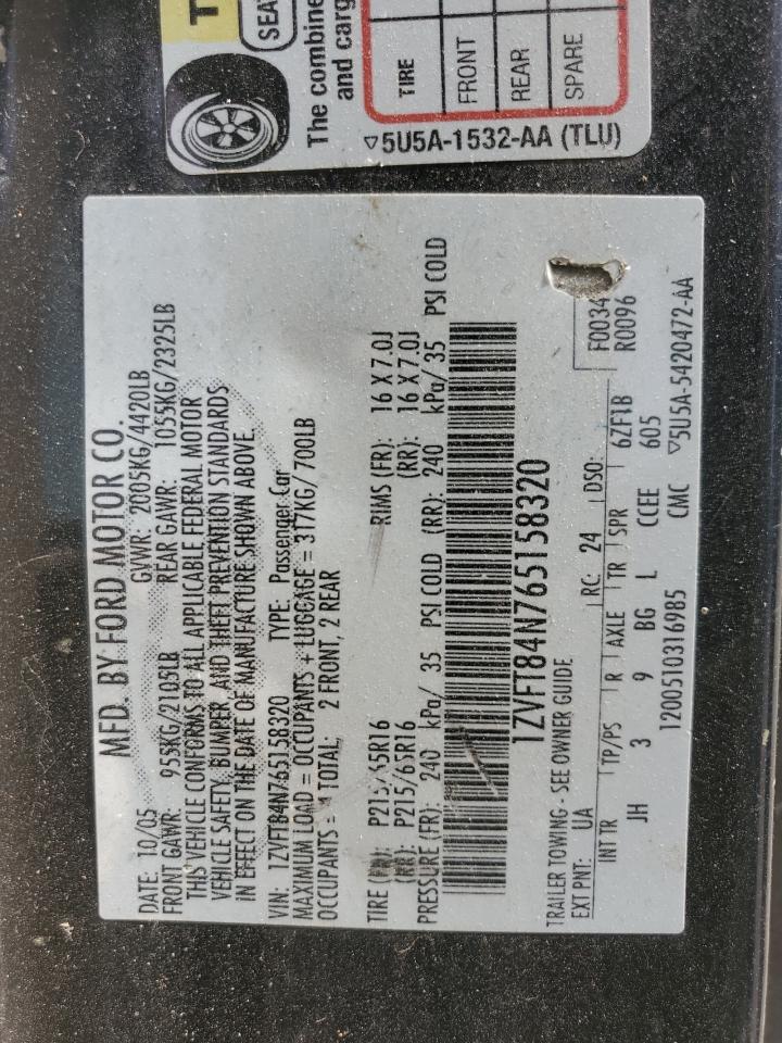 1ZVFT84N765158320 2006 Ford Mustang