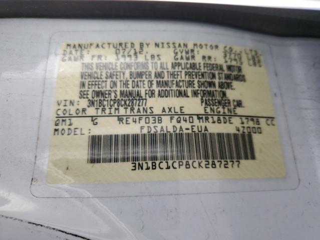 2012 Nissan Versa S VIN: 3N1BC1CP8CK287277 Lot: 58173804