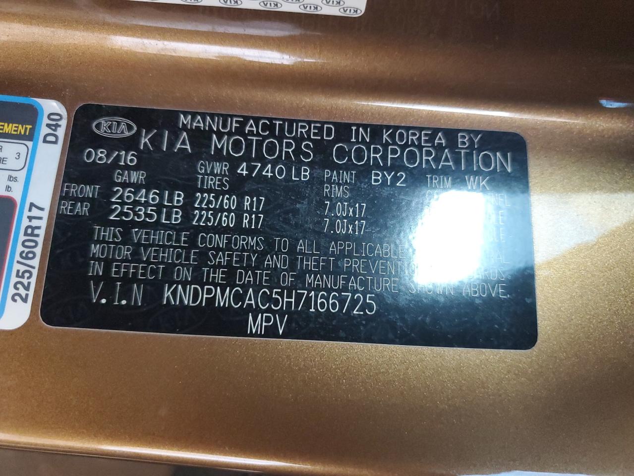 KNDPMCAC5H7166725 2017 Kia Sportage Lx