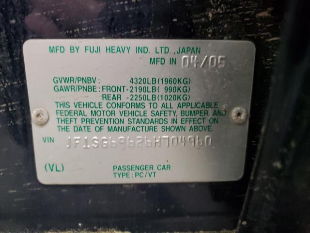 2006 Subaru Forester 2.5Xt VIN: JF1SG69626H704960 Lot: 58388974