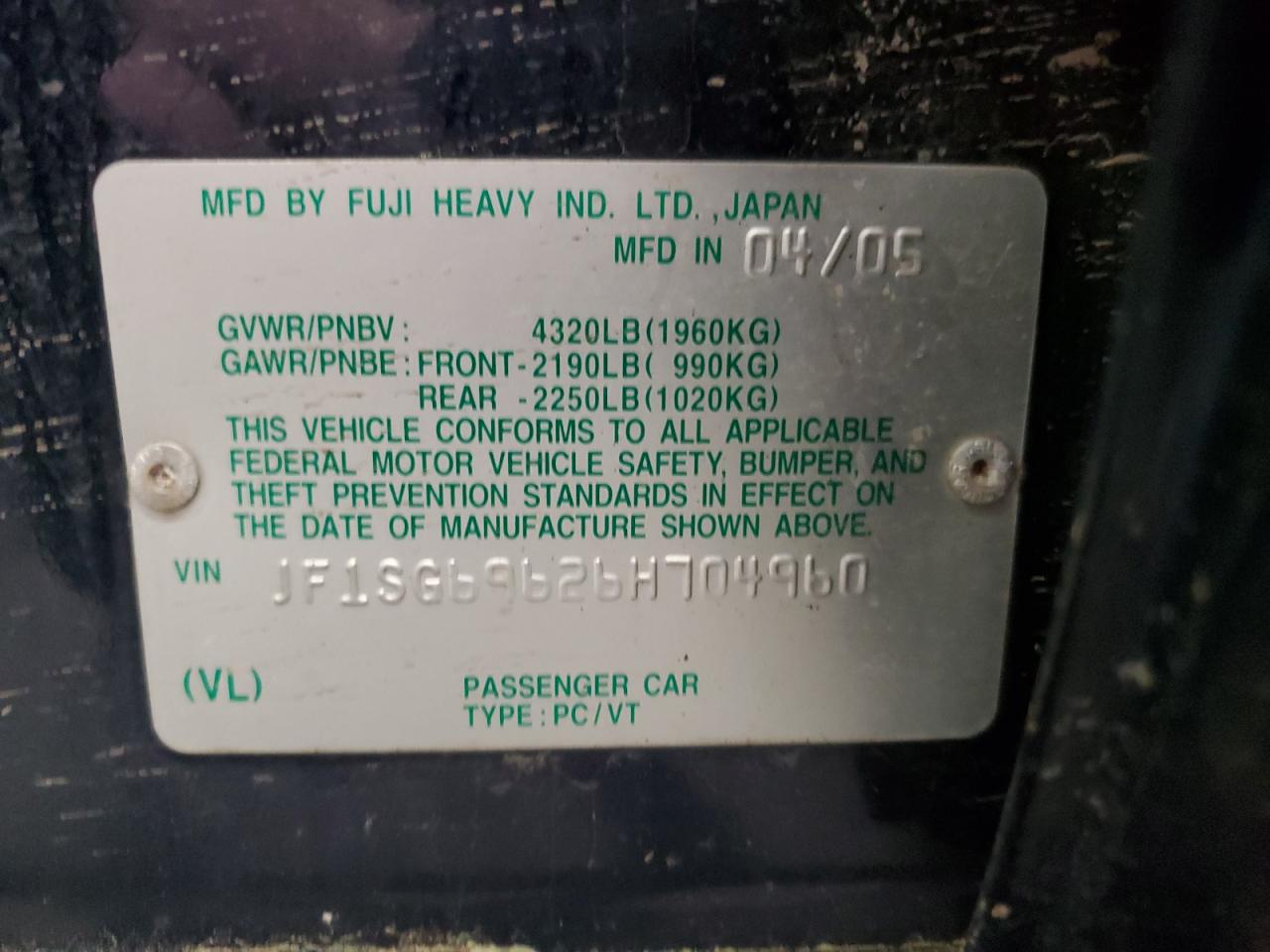 JF1SG69626H704960 2006 Subaru Forester 2.5Xt