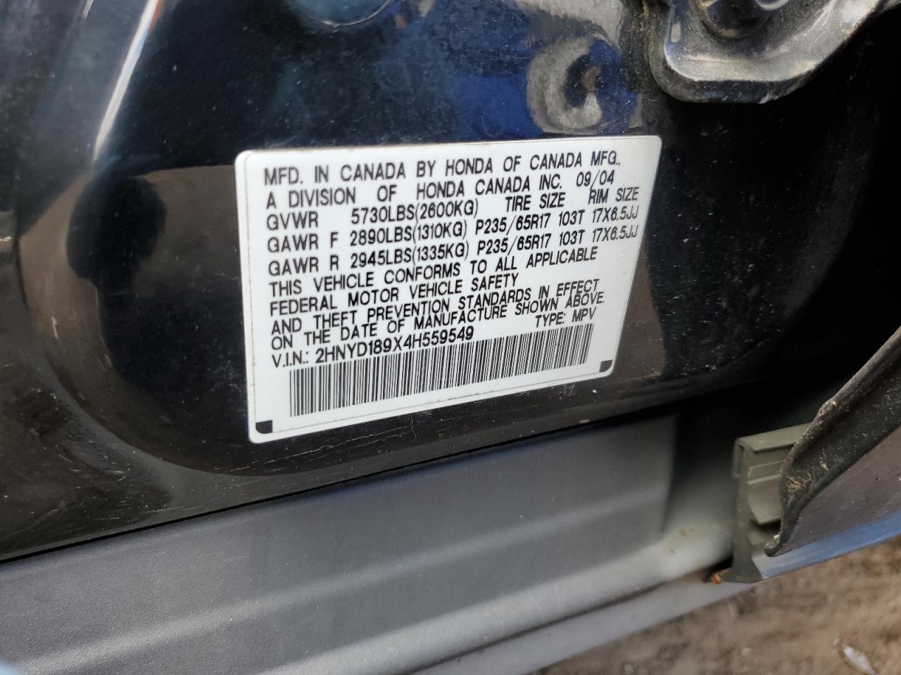 2HNYD189X4H559549 2004 Acura Mdx Touring