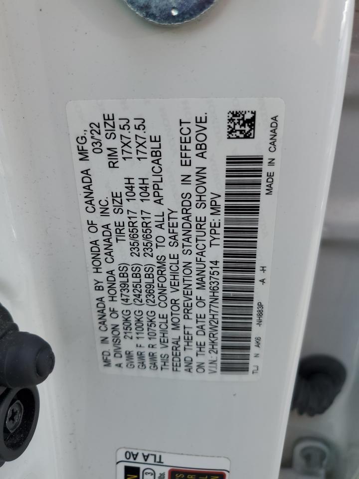 2HKRW2H77NH637514 2022 Honda Cr-V Se