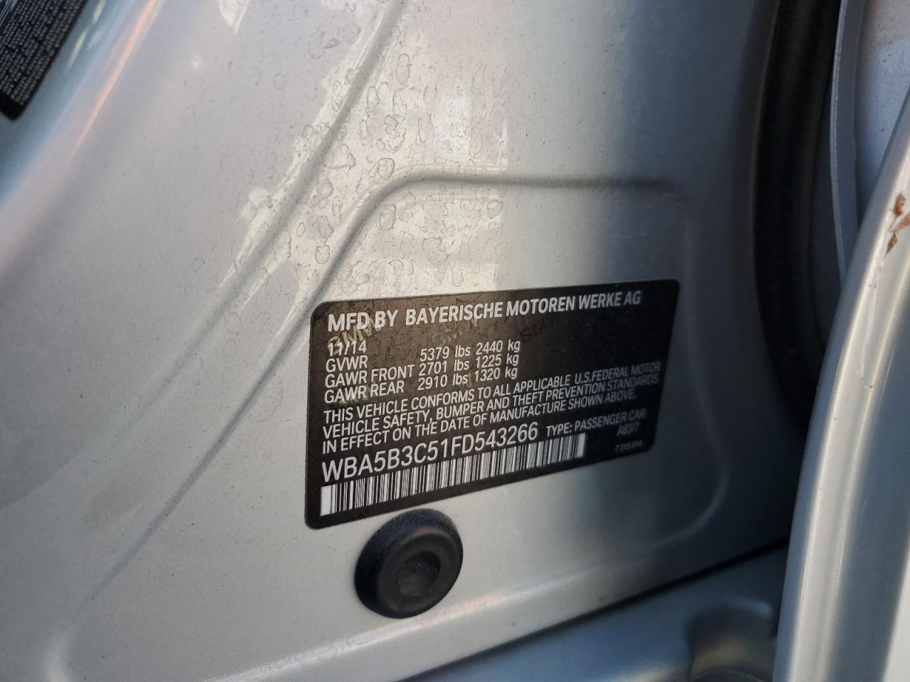 WBA5B3C51FD543266 2015 BMW 535 Xi