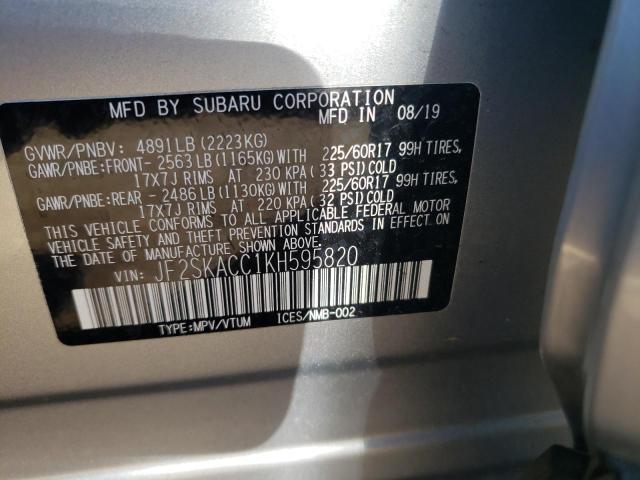 2019 SUBARU FORESTER JF2SKACC1KH595820