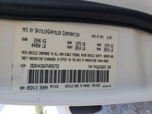 2007 Dodge Charger Se VIN: 2B3KA43G07H856752 Lot: 60003514