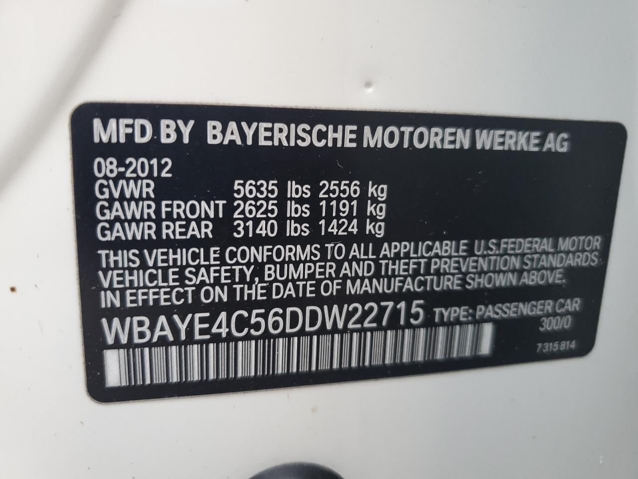 WBAYE4C56DDW22715 2013 BMW 740 Li