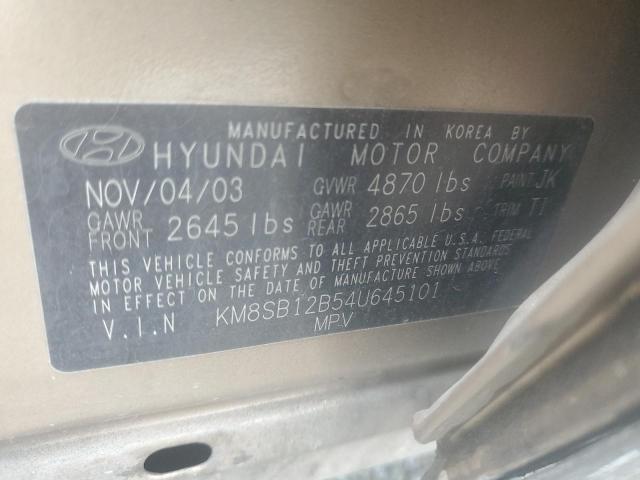 2004 Hyundai Santa Fe Gl VIN: KM8SB12B54U645101 Lot: 58257554