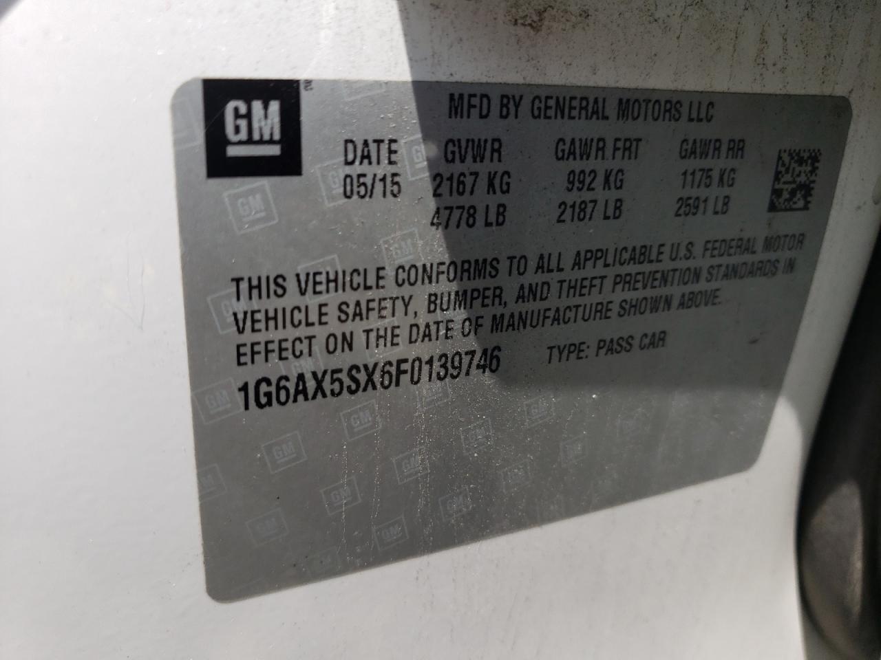 1G6AX5SX6F0139746 2015 Cadillac Cts Luxury Collection