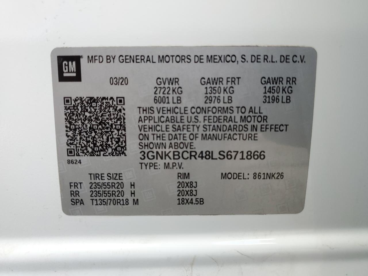 3GNKBCR48LS671866 2020 Chevrolet Blazer 2Lt