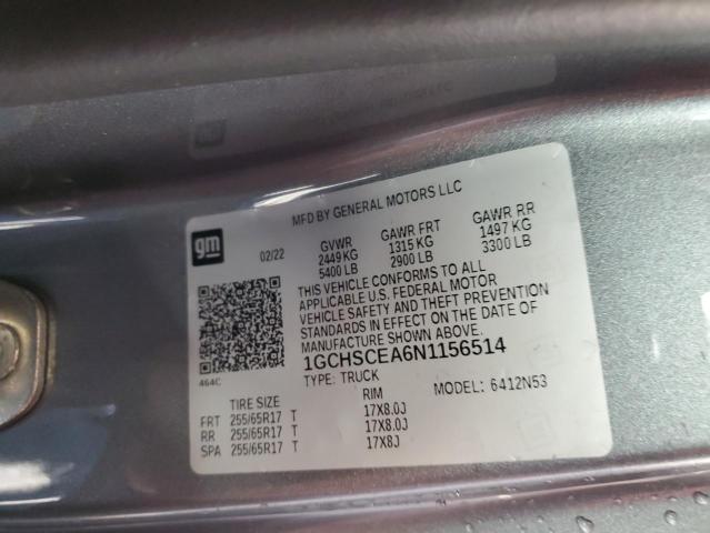 2022 Chevrolet Colorado Lt VIN: 1GCHSCEA6N1156514 Lot: 60728344